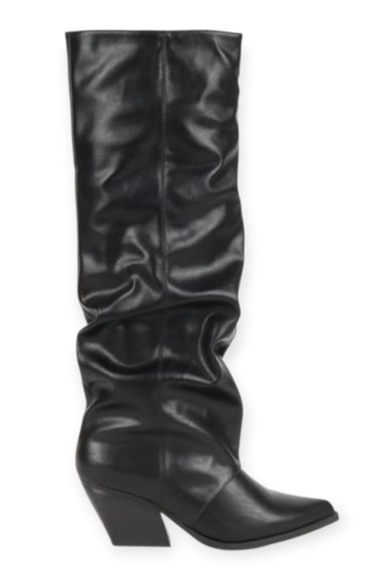 Bottes Femme Hautes à Talon Bottier – Style Western, Similicuir, Effet Plissé – Mode Automne Hiver