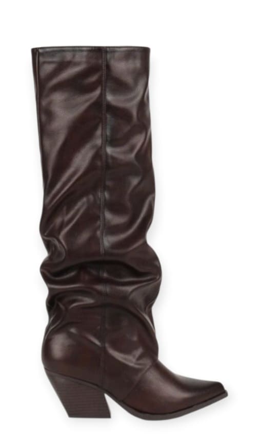 Bottes Femme Hautes à Talon Bottier – Style Western, Similicuir, Effet Plissé – Mode Automne Hiver