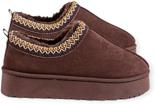 Chaussons Femme Brodés – Intérieur Doux et Confortable – Antidérapants, Chauds et Légers – Idéal Hiver/Maison/Cocooning