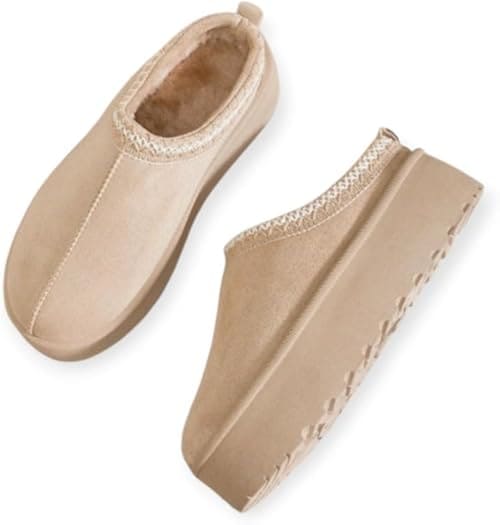 Bottines femme fourrées compensées en suédine – Bordure brodée élégante, intérieur chaud, semelle antidérapante, hiver