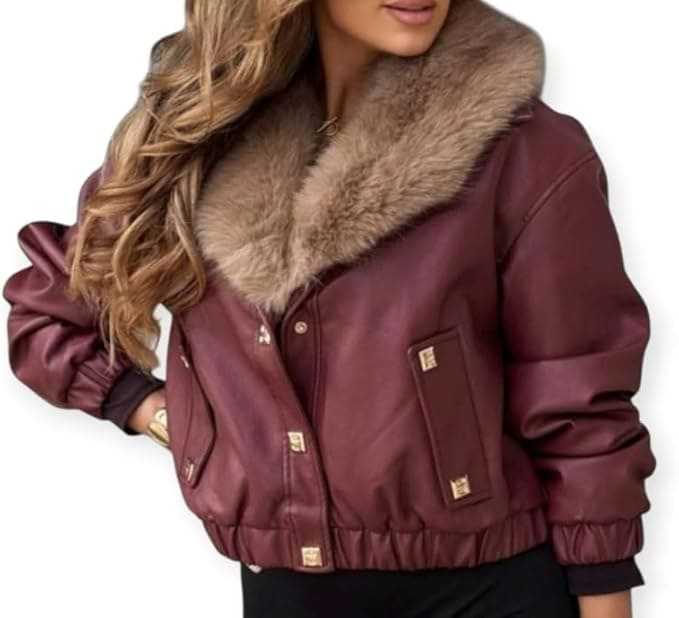 Style chic et moderne : Veste courte en simili cuir, parfaite pour un look à la fois élégant et audacieux