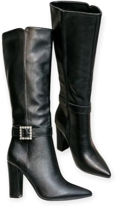 Bottes Hautes à Talons Femme | Bottes Élégantes en PU | Confortables et Résistantes | Parfaites pour Toutes Occasions