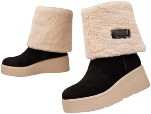 Bottines compensées en suédine avec fourrure douce – Réassort automne/hiver, confort et style chaud