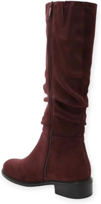 Bottes plates plissées en simili daim pour femme – Confortables et élégantes