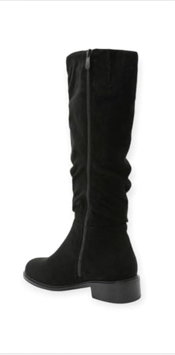 Bottes plates plissées en simili daim pour femme – Confortables et élégantes