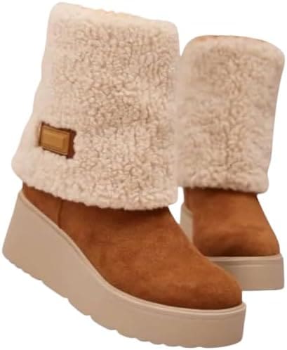 Bottines compensées en suédine avec fourrure douce – Réassort automne/hiver, confort et style chaud