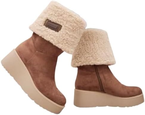 Bottines compensées en suédine avec fourrure douce – Réassort automne/hiver, confort et style chaud