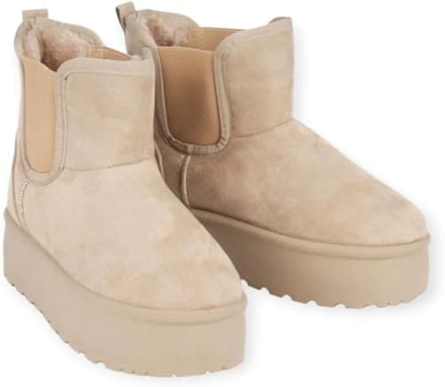 Bottines femme fourrées à semelle épaisse – Chaussures hiver confortables et tendance