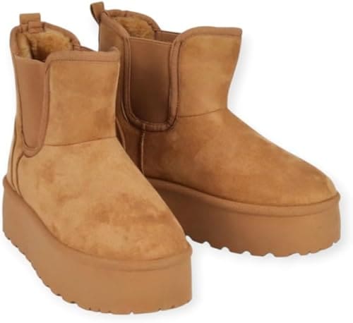 Bottines femme fourrées à semelle épaisse – Chaussures hiver confortables et tendance