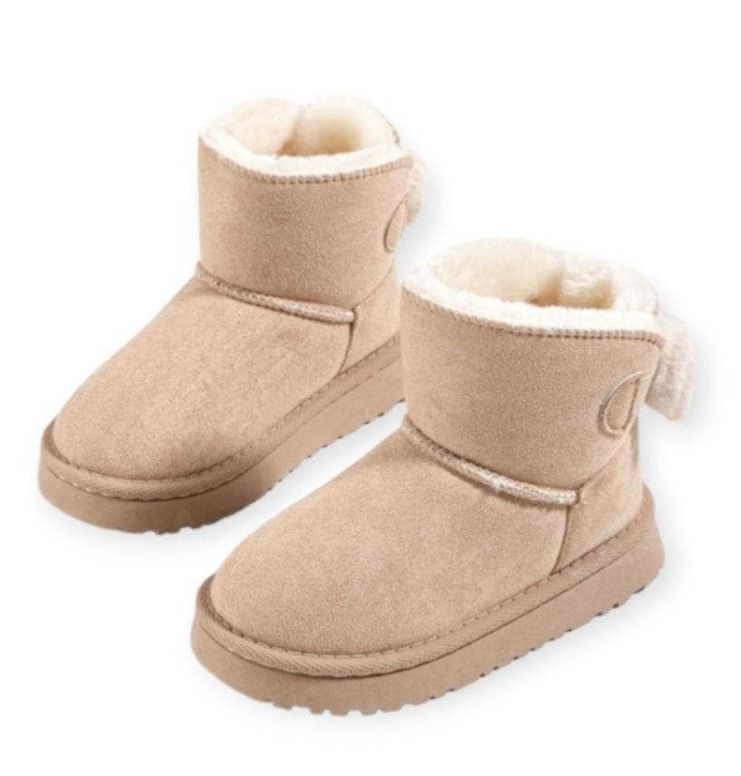 Bottine Fille Fourrée avec Noeud de Papillon – Chaussures Hiver Chaudes et Confortables pour Enfants