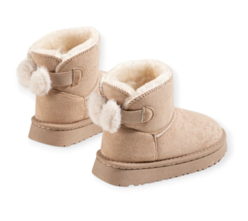 Bottine Fille Fourrée avec Noeud de Papillon – Chaussures Hiver Chaudes et Confortables pour Enfants