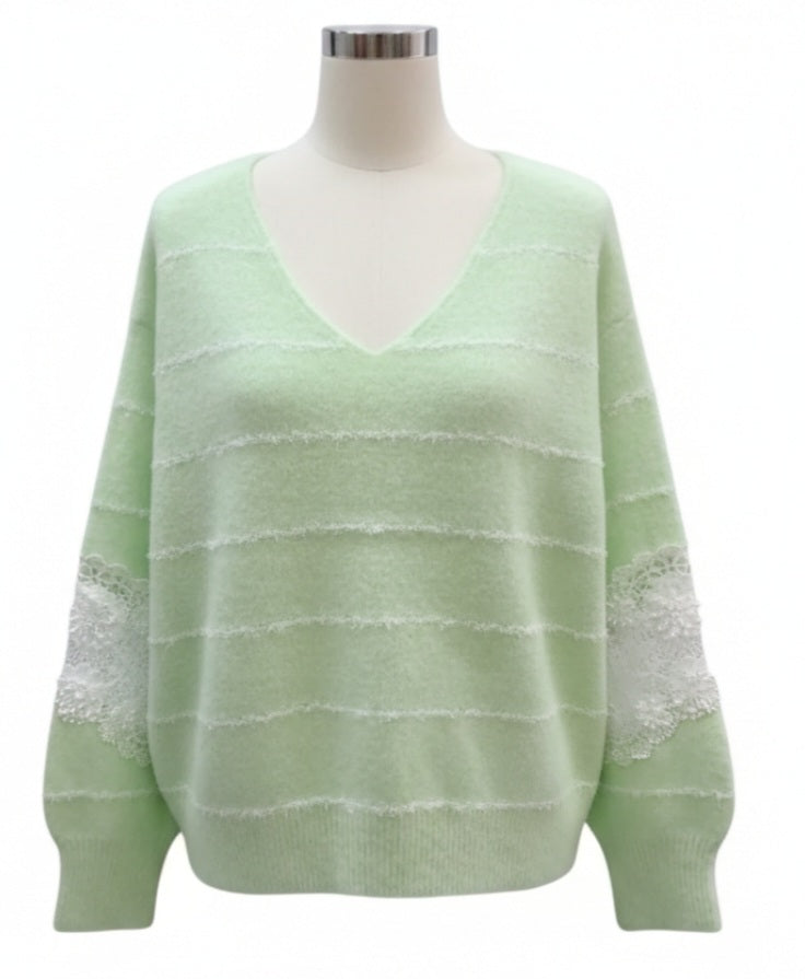 Pull femme manche brodées