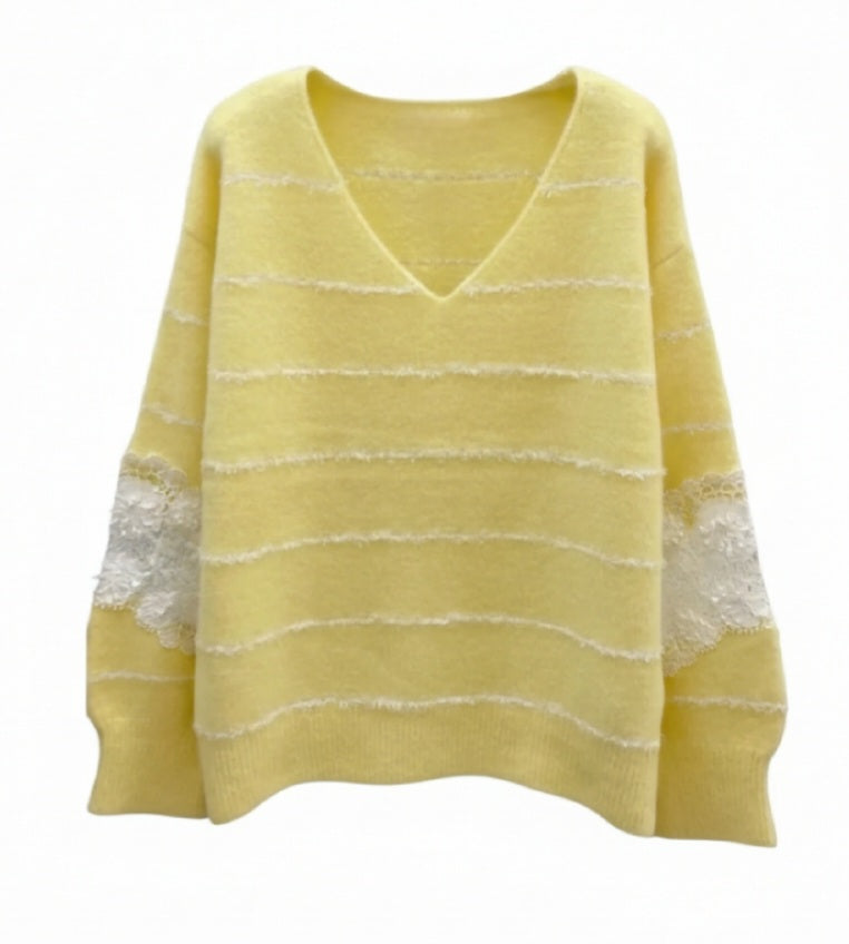 Pull femme manche brodées